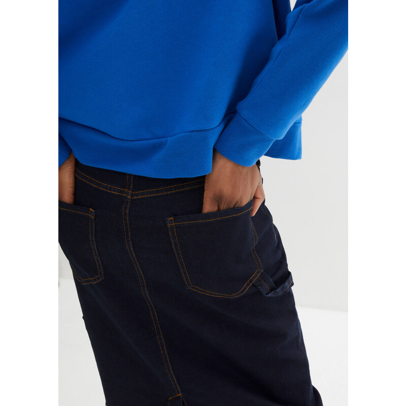 bonprix Džínsová sukňa s Worker detailami, farba modrá, rozm. 40