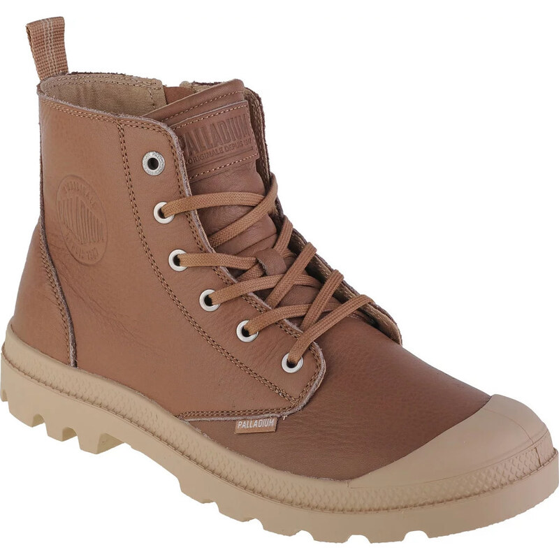 Hnedé kožené členkové tenisky Palladium Pampa Zip Lth Ess 76888-254-M 49699571