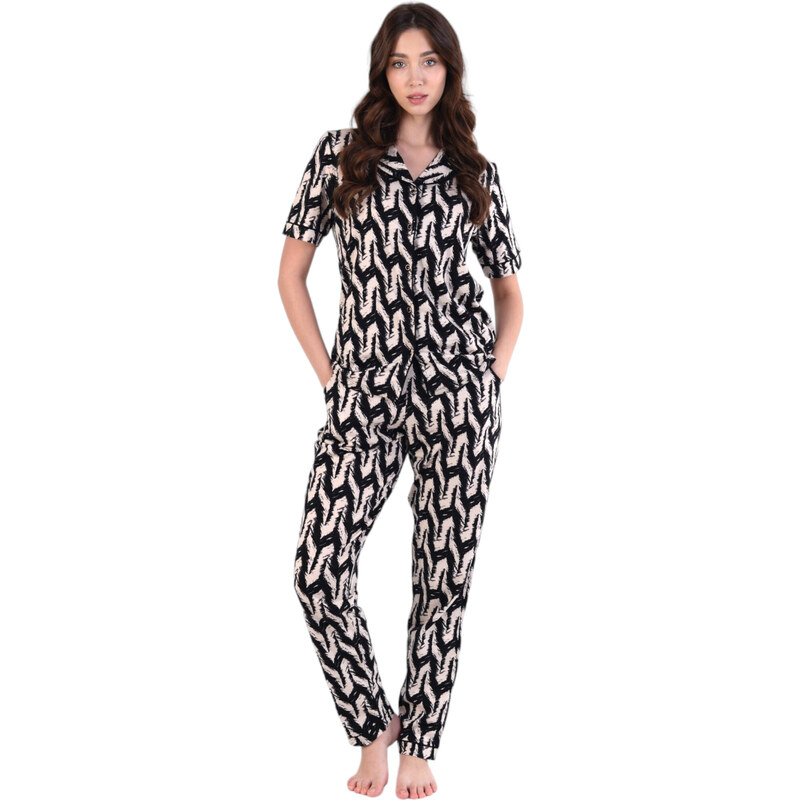 Dámske pyžamo 180/155 čiernobéžové - Karol 49777441