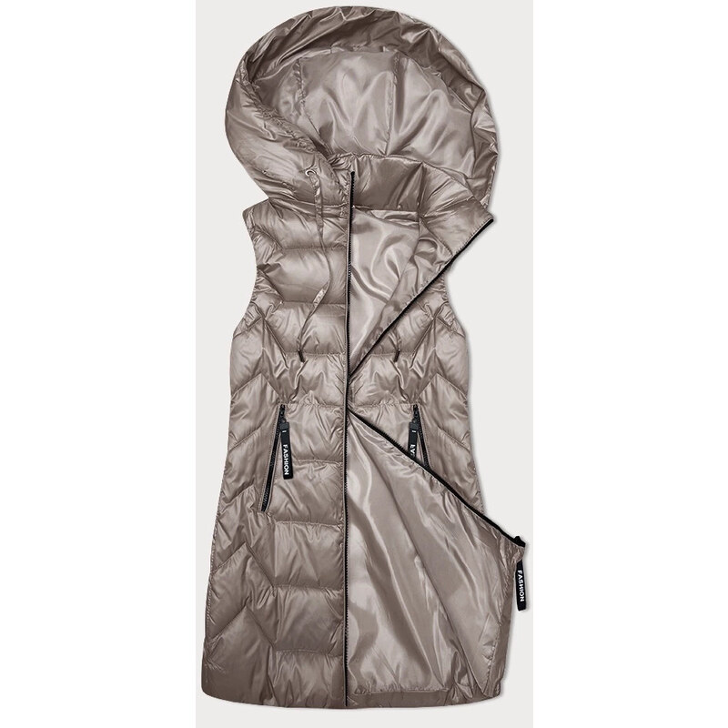 Dámska bunda bez rukávov SWest cappuccino s odnímateľnou kapucňou 49799399