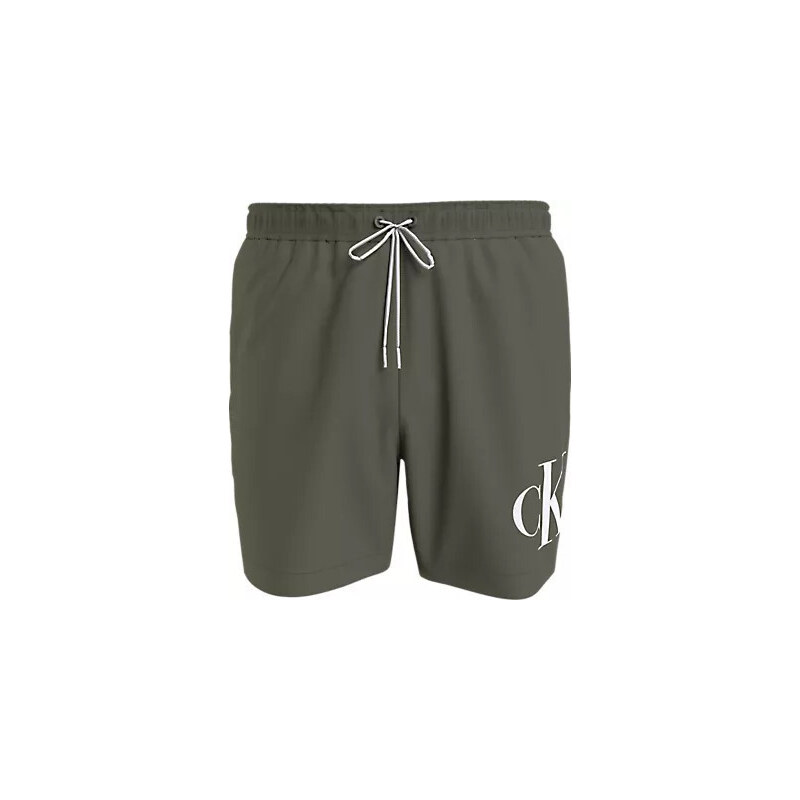 Pánske plavky MEDIUM DRAWSTRING KM0KM01003 LDY olivovo zelená - Calvin 49807258