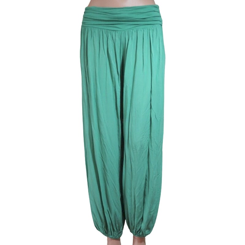 Dámske letné voľné nohavice - zelené 49710336