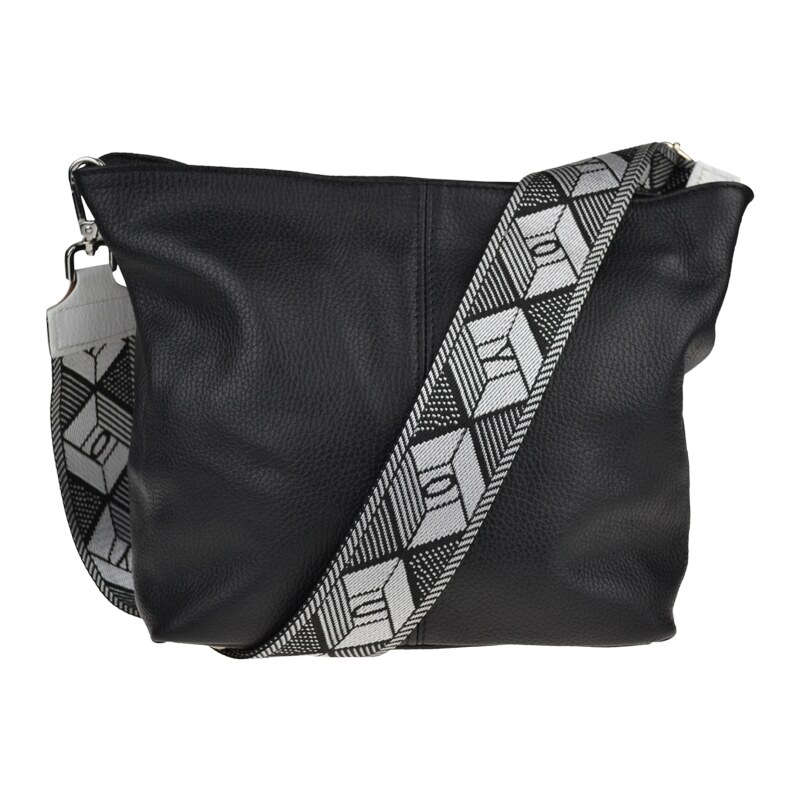 Čierna kožená talianska crossbody kabelka Prisca Nera s prídavným 49718276