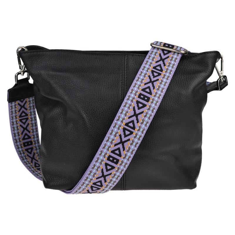 Čierna kožená talianska crossbody kabelka Prisca Nera s prídavným 49718275