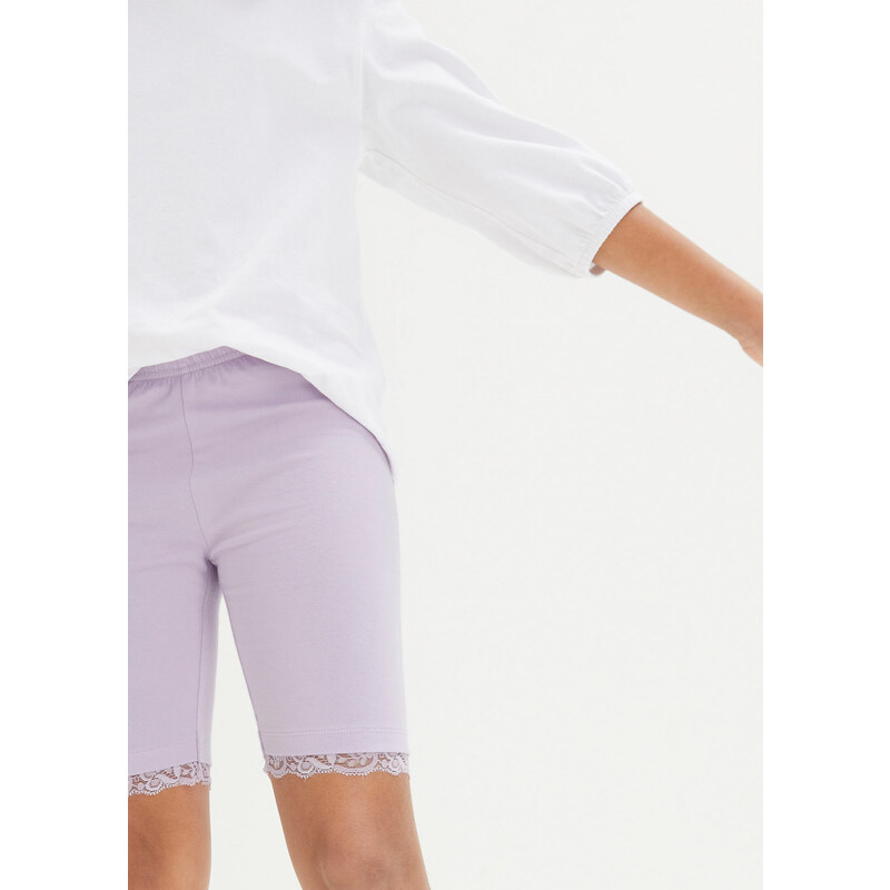 bonprix Dievčenské elastické šortky (2 ks) s bio bavlnou, farba biela, rozm. 140/146
