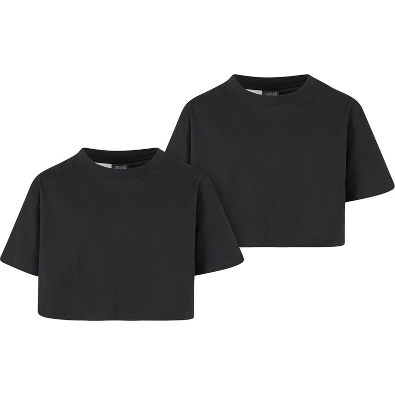 E-shop Urban Classics Girls Short Kimono Tee T-Shirt - 2 Pack Black