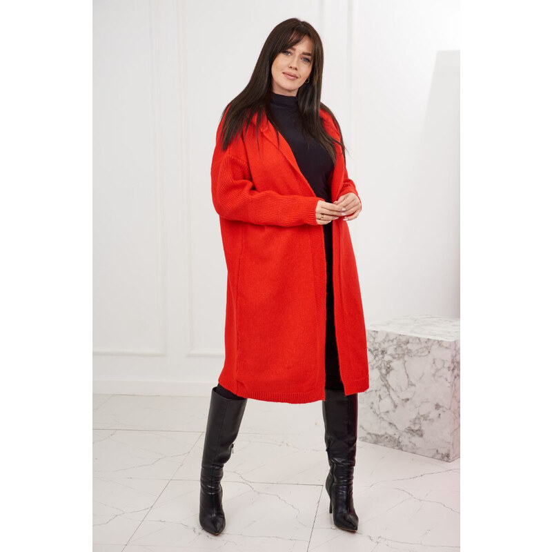 K-Fashion Sveter s kapucňou červený 49789233