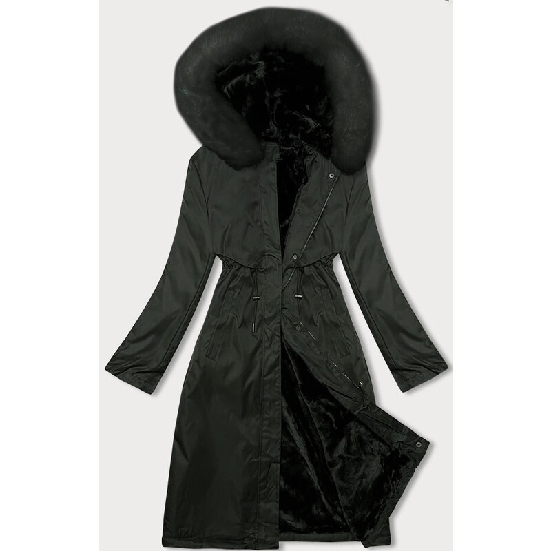 Dámska zimná bunda parka v army farbe s kožušinou SWest (R558-11) 66085603