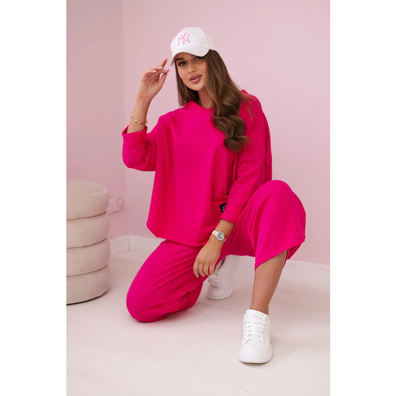 K-Fashion Bavlnená mikina nohavice set fuchsiová 49802540