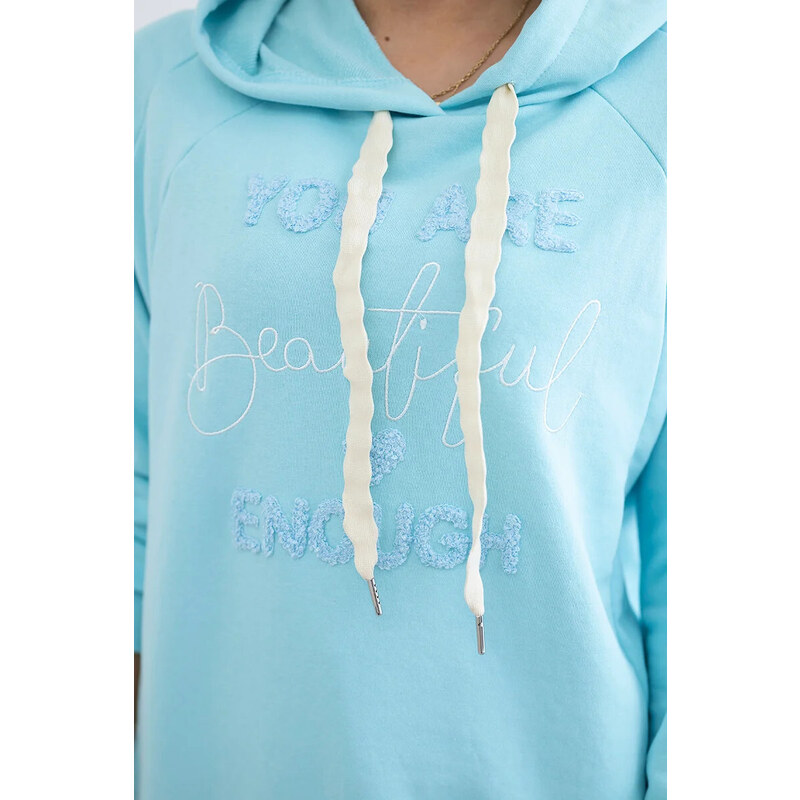 K-Fashion Bavlnená mikina s kapucňou mätová 49806538