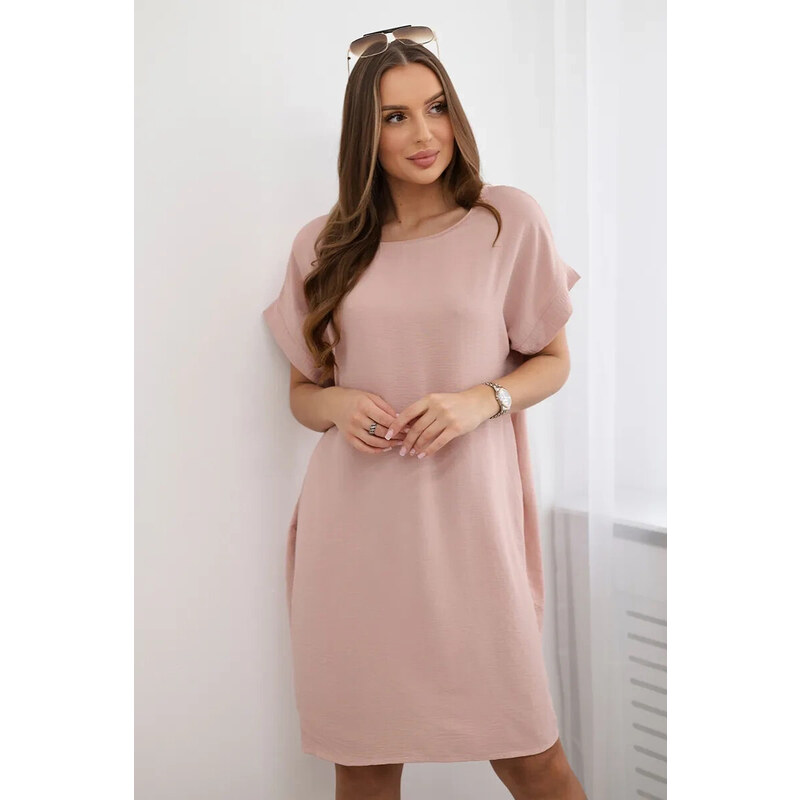 K-Fashion Šaty s vreckami tmavo púdrovo ružové 52358302