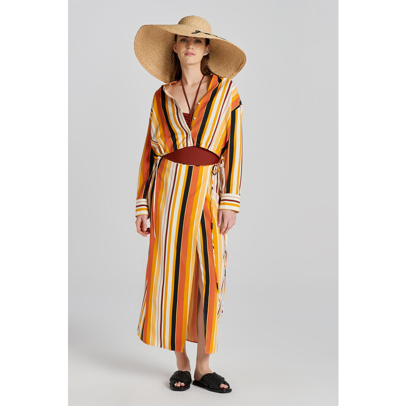 BLÚZKA GANT REL STRIPED SHORT TIE BAND SHIRT MEDAL YELLOW 49844669