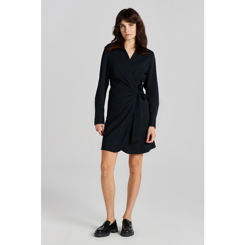 ŠATY GANT SLIM WRAP SHIRT DRESS BLACK 49844687