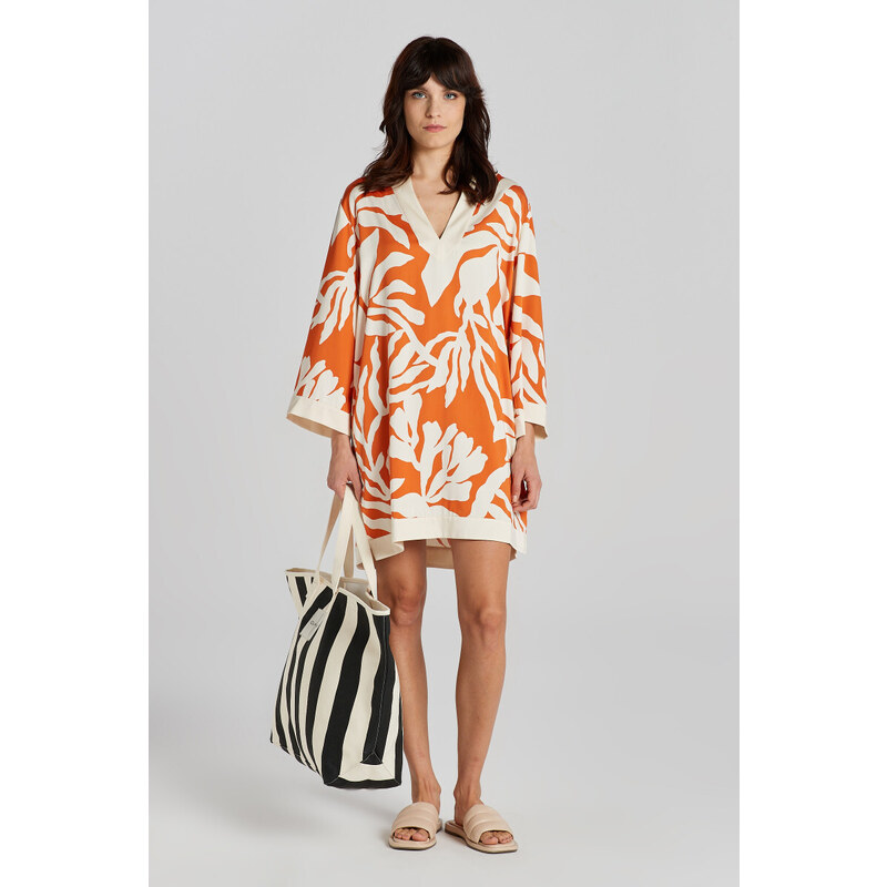 ŠATY GANT REL PALM PRINT CAFTAN PUMPKIN ORANGE 49844689