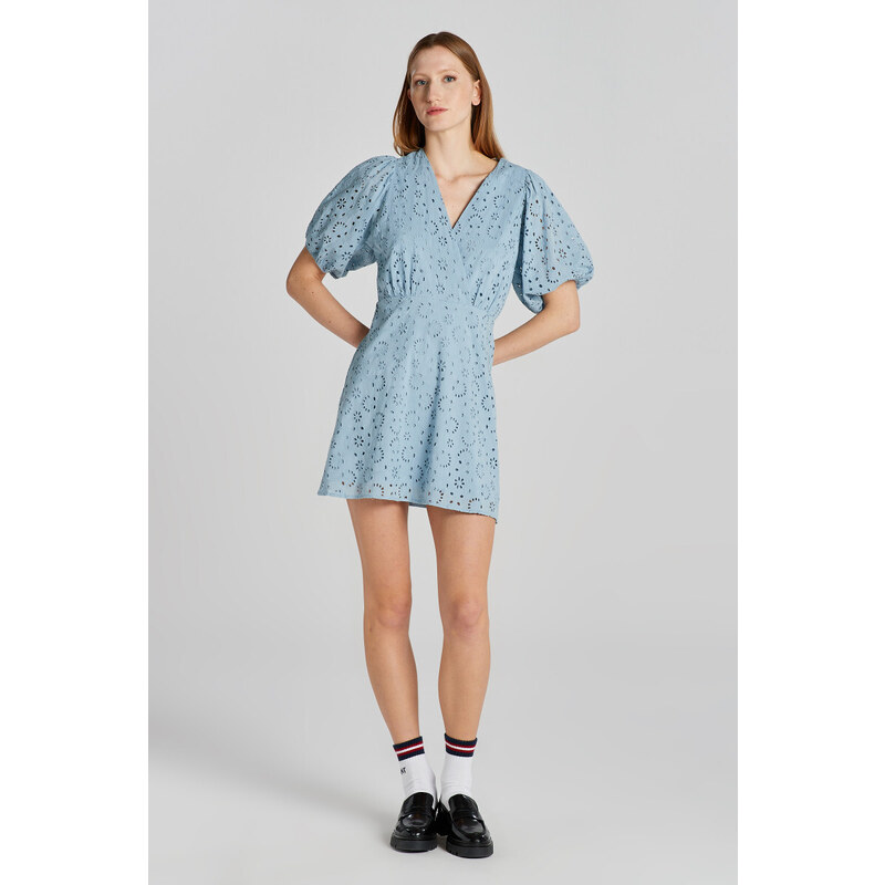 ŠATY GANT REG BRODERIE ANGLAISE DRESS DOVE BLUE 49844691