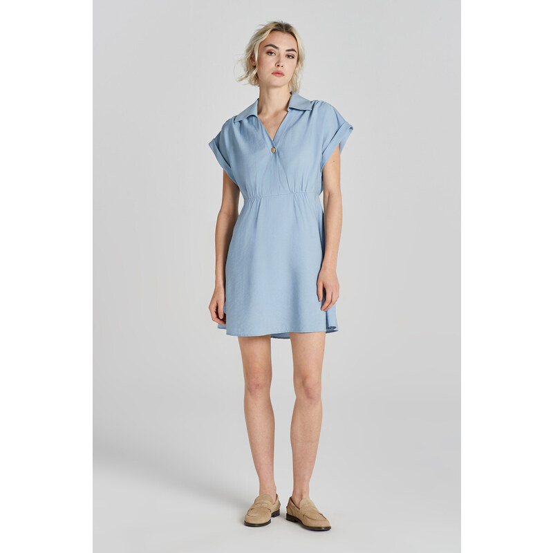 ŠATY GANT REL POPOVER SS DRESS DOVE BLUE 49844696