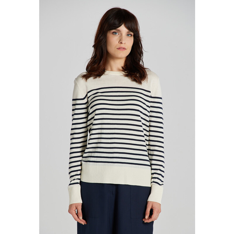 SVETER GANT FINE KNIT STRIPED C-NECK CREAM 49844705
