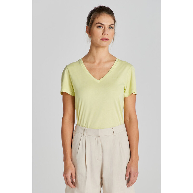 TRIČKO GANT REG SUNFADED SS V-NECK T-SHIRT PASTEL LIME 49844729
