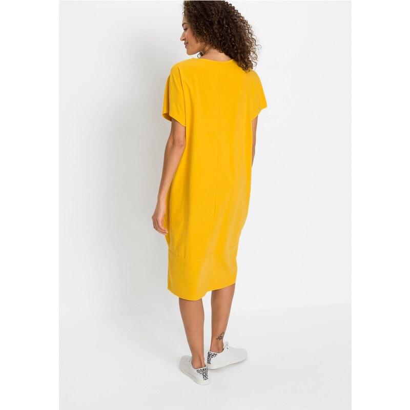 bonprix Džersejové šaty s vreckami, farba žltá, rozm. 56/58