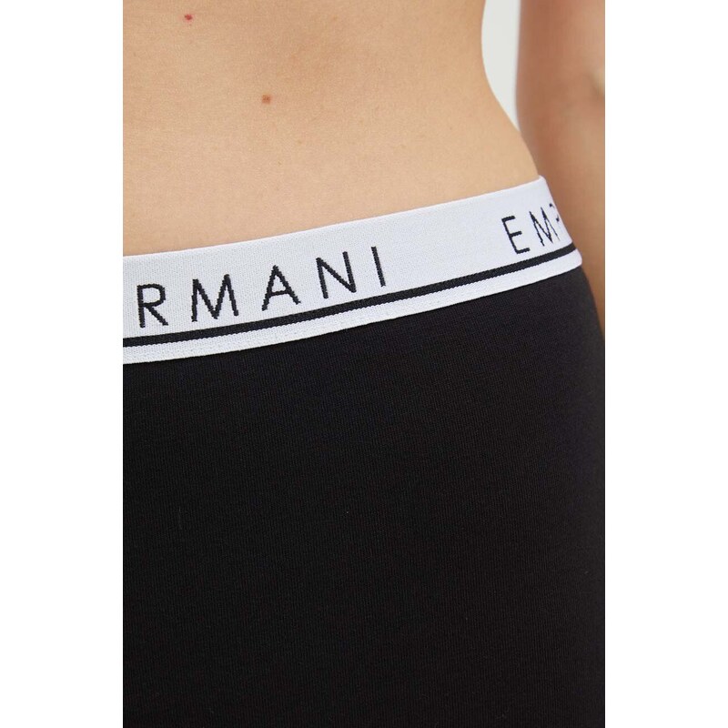Legíny Emporio Armani Underwear čierna farba, s potlačou