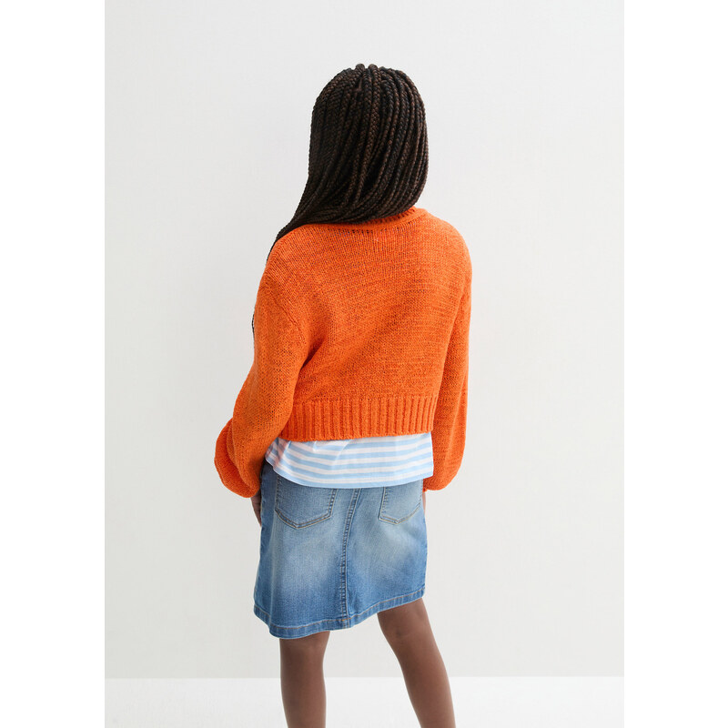 bonprix Dievčenský pletený sveter, farba oranžová