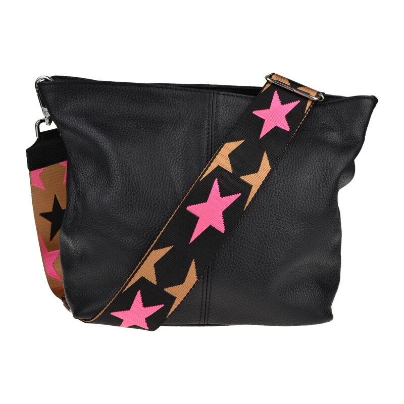 Čierna kožená talianska crossbody kabelka Prisca Nera s prídavným 49845395