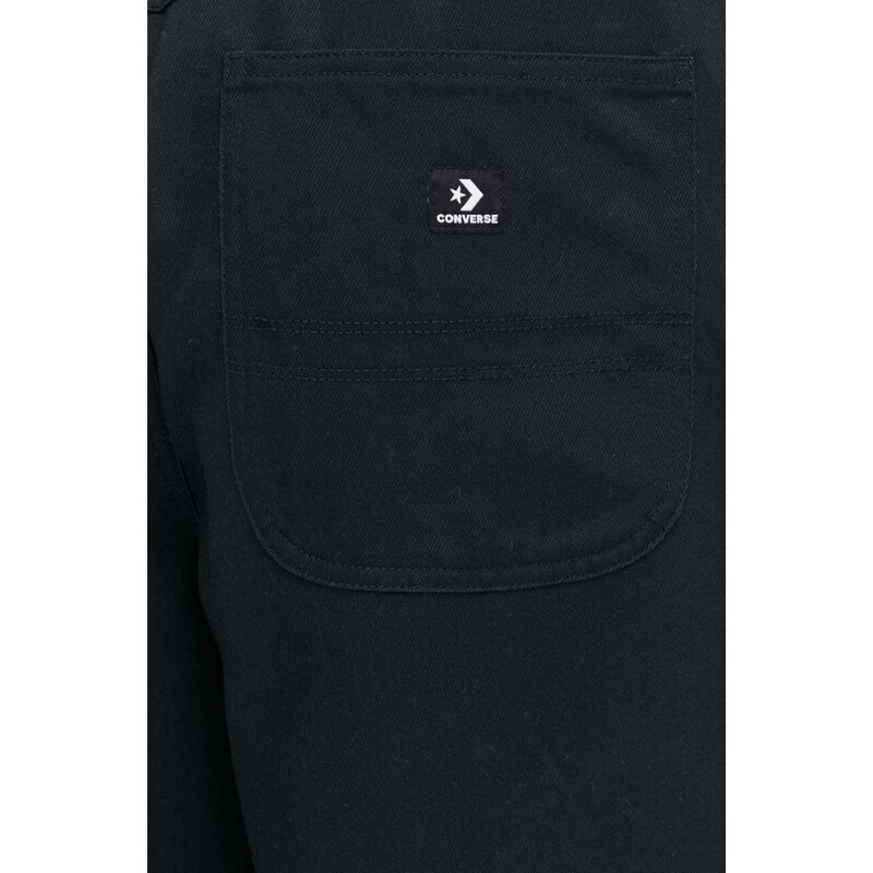 Bavlnené nohavice Converse čierna farba, rovné