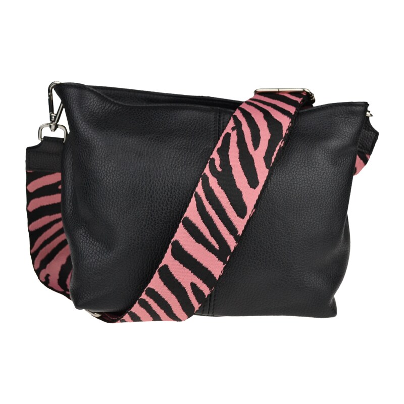 Čierna kožená talianska crossbody kabelka Batilda Nera s prídavným 49862031