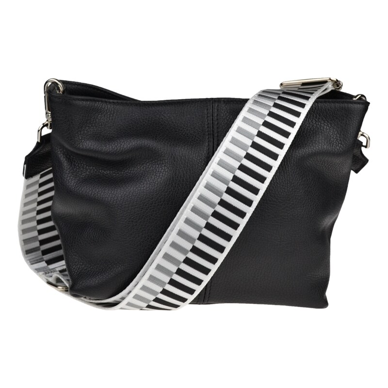 Čierna kožená talianska crossbody kabelka Batilda Nera s prídavným 49862028