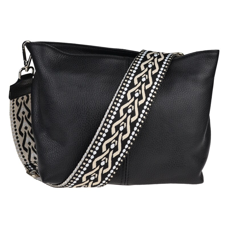 Čierna kožená talianska crossbody kabelka Batilda Nera s prídavným 49876870