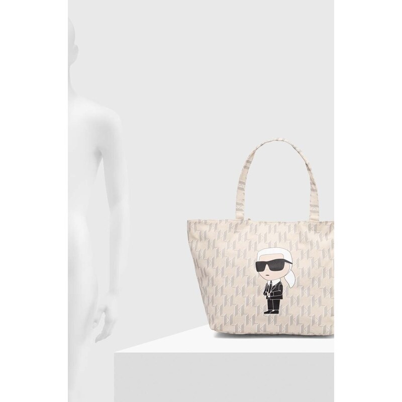 Bavlnená taška Karl Lagerfeld béžová farba