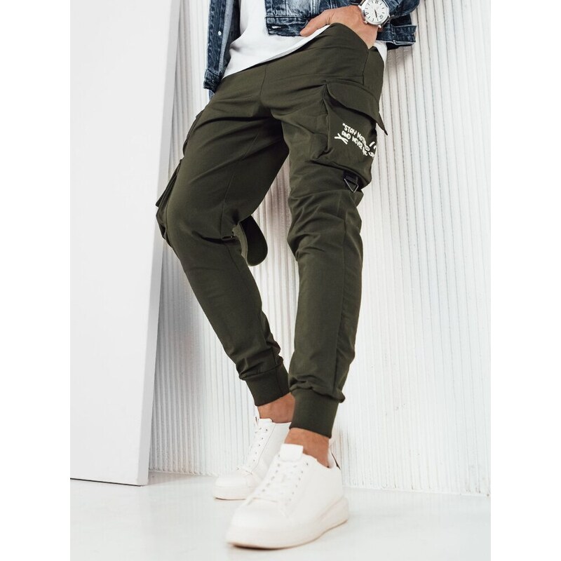 Dstreet Originálne zelené pánske kapsáčové joggery 49877536