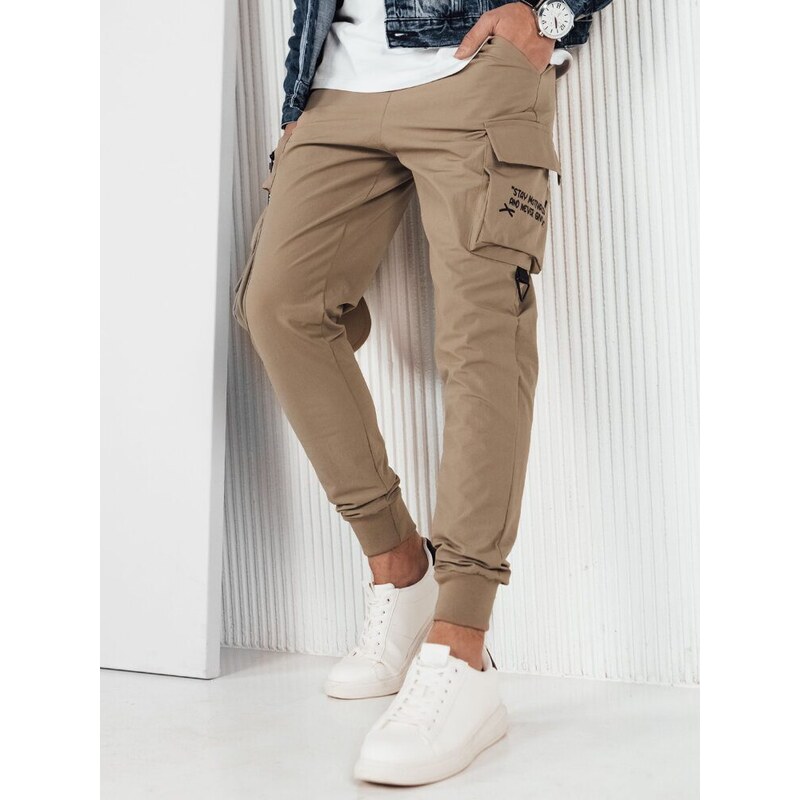 Dstreet Originálne béžové pánske kapsáčové joggery 49877537