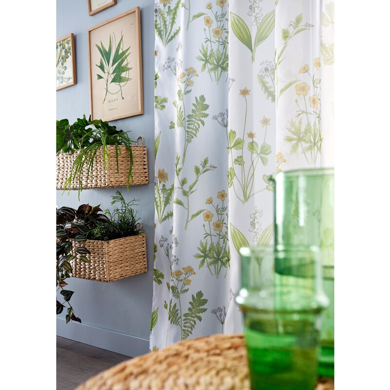 bonprix Záclona s kvetovanou potlačou (1 ks) s recyklovaným polyesterom, farba zelená