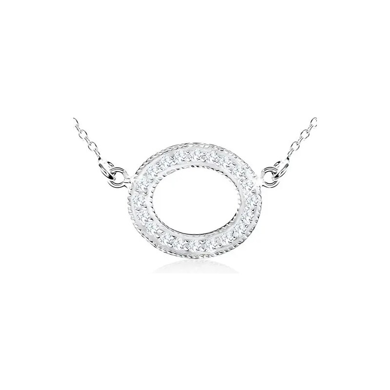 Šperky Eshop - Strieborný náhrdelník 925, ovál zdobený čírymi zirkónmi a guličkami SP04.07