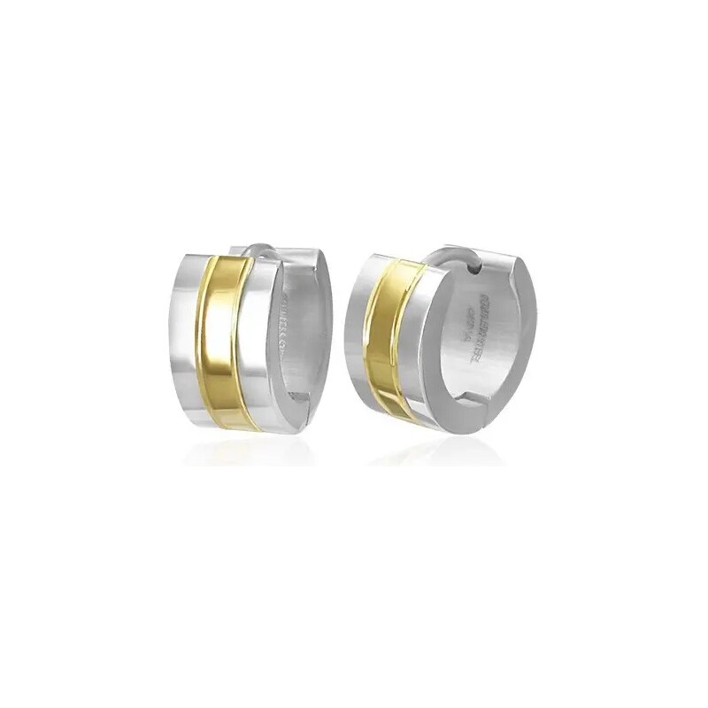 Šperky Eshop - Náušnice z chirurgickej ocele - krúžky dvoch farieb - strieborná a zlatá SP40.02