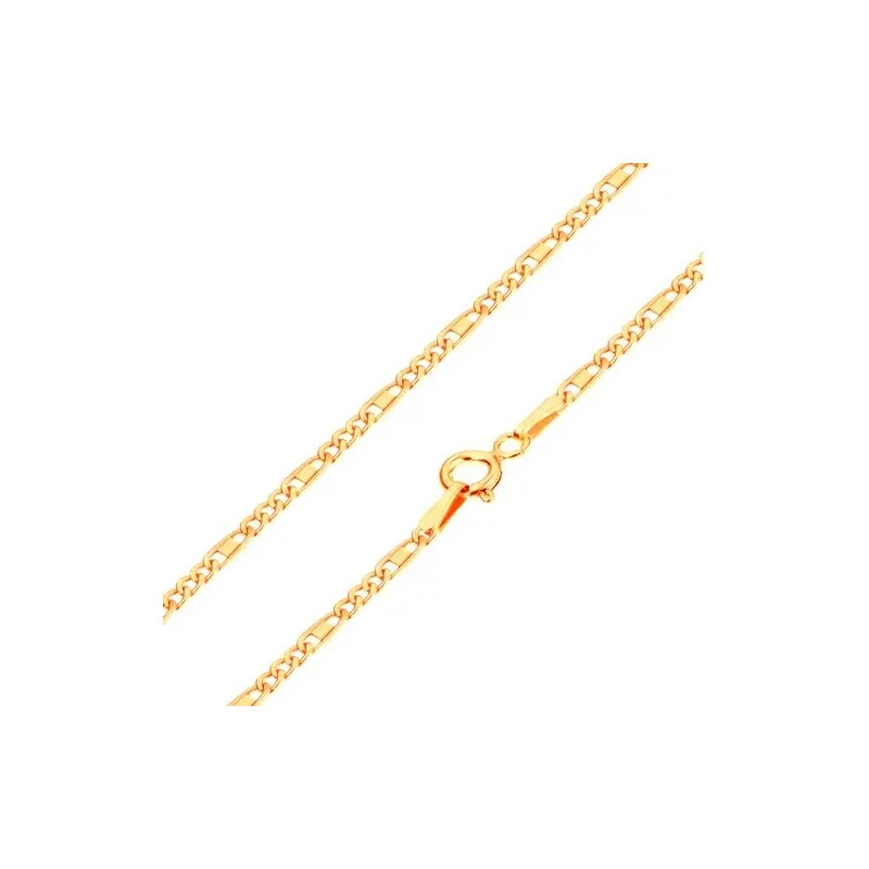 Šperky Eshop - Retiazka zo žltého 14K zlata - oválne a podlhovasté očká, obdĺžnik, 450 mm S3GG170.17