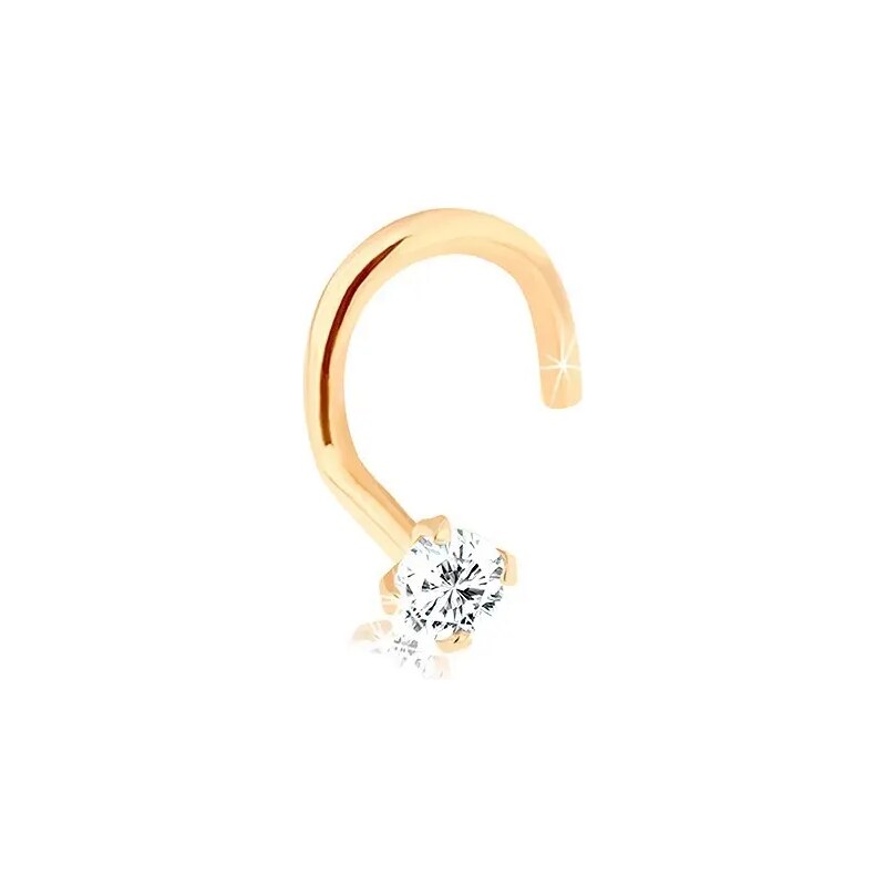 Šperky Eshop - Piercing do nosa z 9K zlata, zahnutý, s ligotavým diamantom, 1,5 mm S3BT500.91