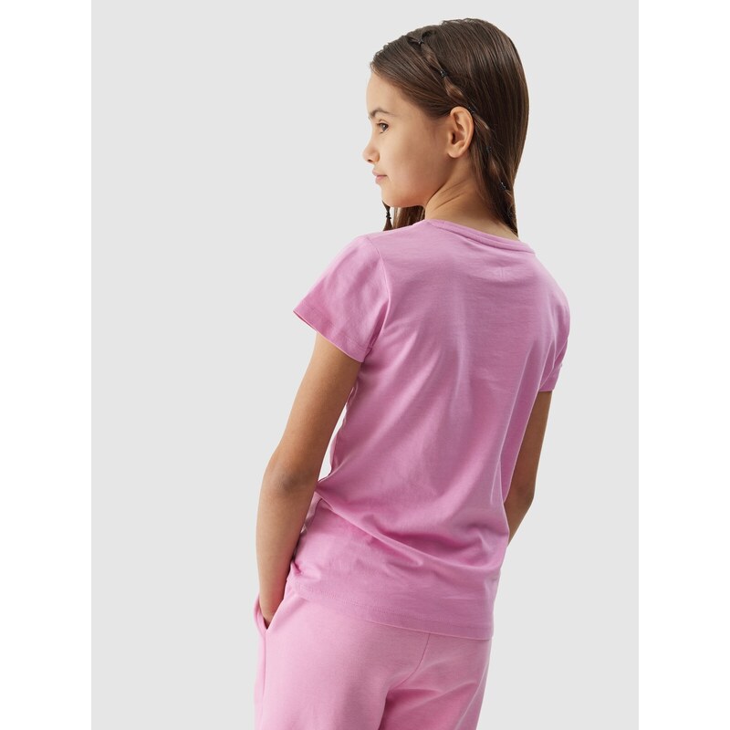 4F Dievčenské tričko z organickej bavlny - ružové