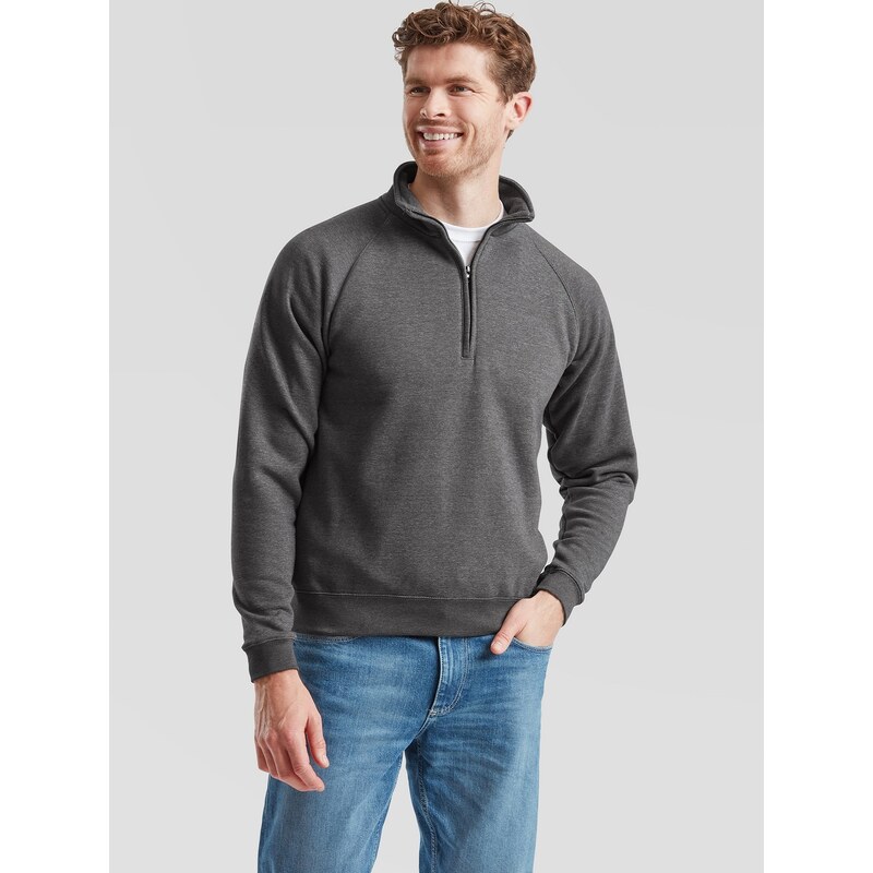 Grey Mens Sweatshirt Zip Neck Sweat Fruit of the Loom 50508679