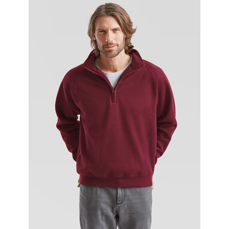 Burgundy mens sweatshirt Zip Neck Sweat Fruit of the Loom 50558857