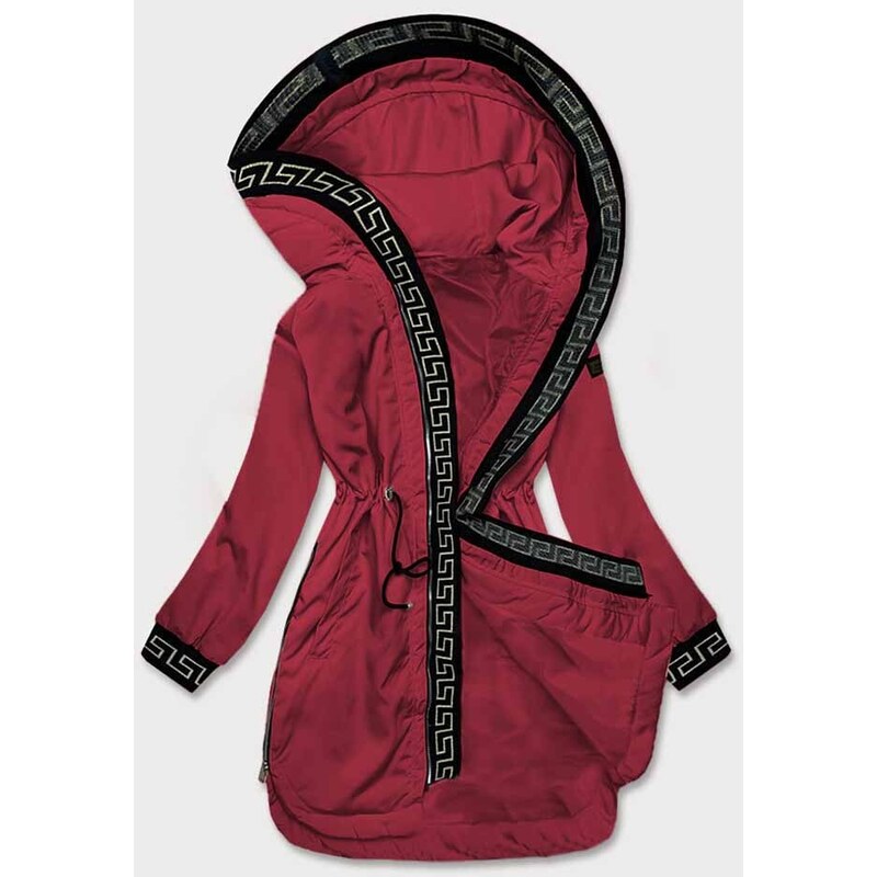 Prechodná bunda s ozdobným lemom vínovočervená 57806587