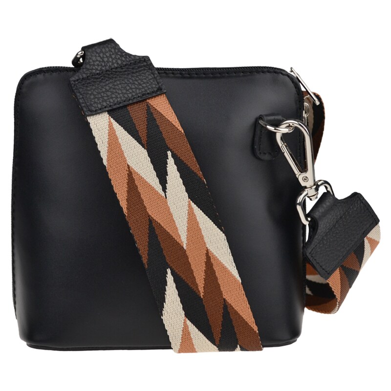 Čierna kožená talianska crossbody kabelka Grana Nera s prídavným 49901178