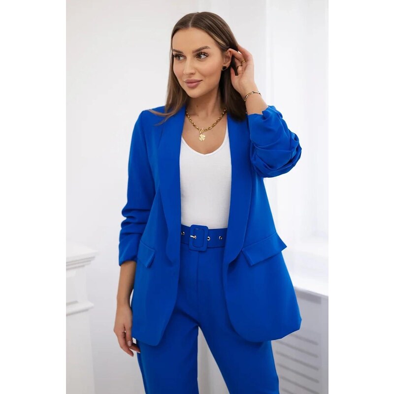 MladaModa Elegantná súprava saka a nohavíc model 80172K kráľovská 49210467