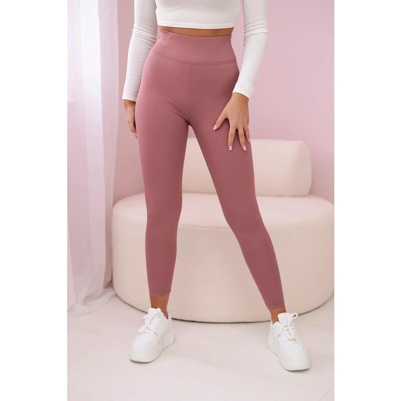MladaModa Legíny z vrúbkovaného materiálu model 69186 staroružové 45053157