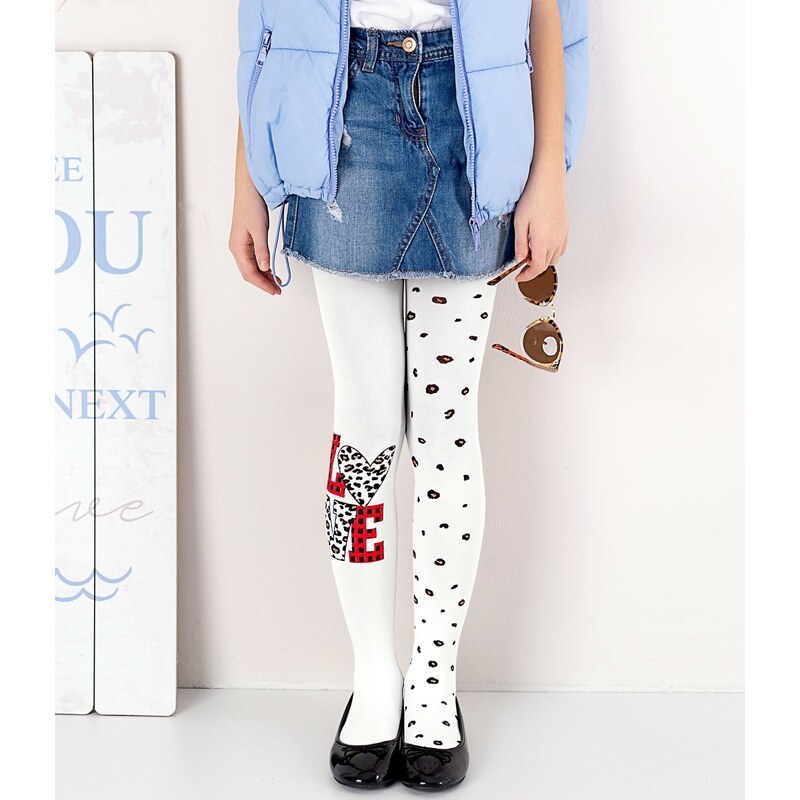 Biele vzorované dievčenské pančuchy Knittex DR 2407 Madison 40 deň 49903818