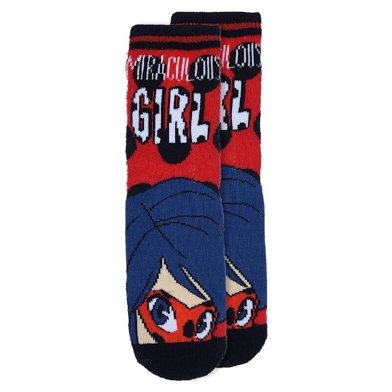 BASIC Červeno-čierne dievčenské ponožky s potlačou Miraculous - 49903871