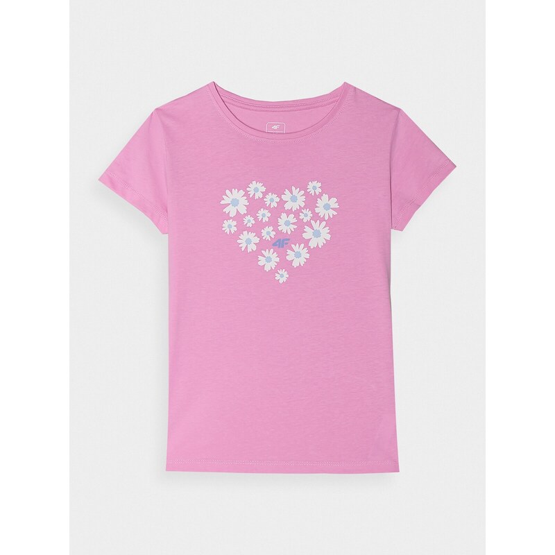 4F Dievčenské tričko z organickej bavlny - ružové