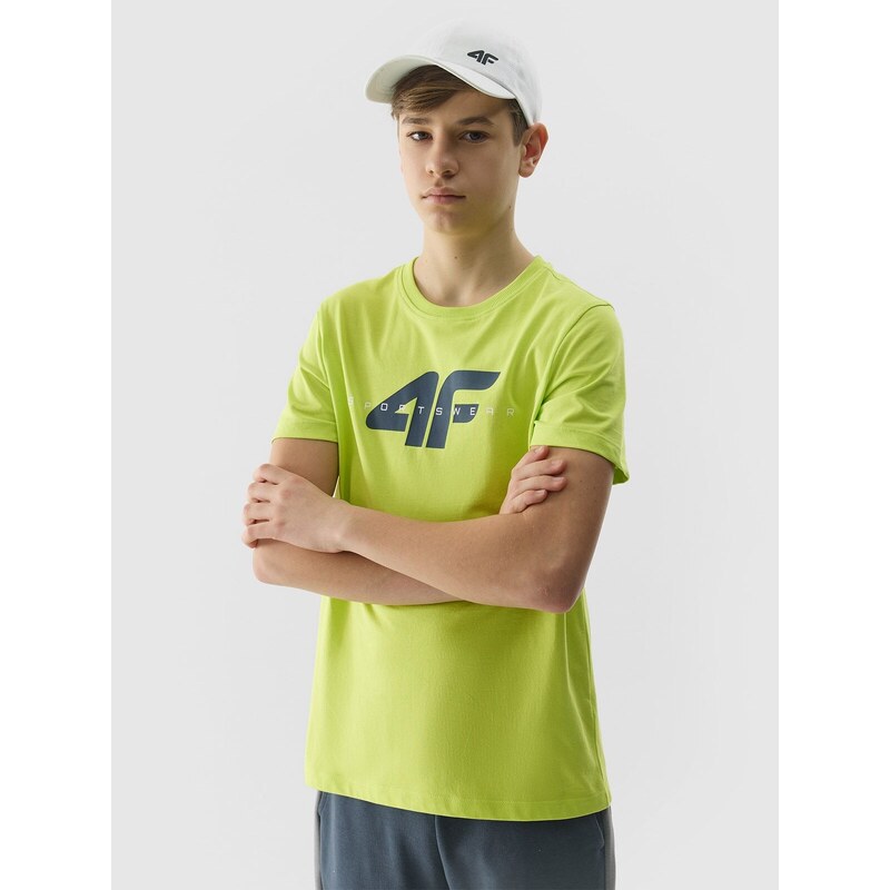 4F Chlapčenské tričko s potlačou z organickej bavlny - žlté