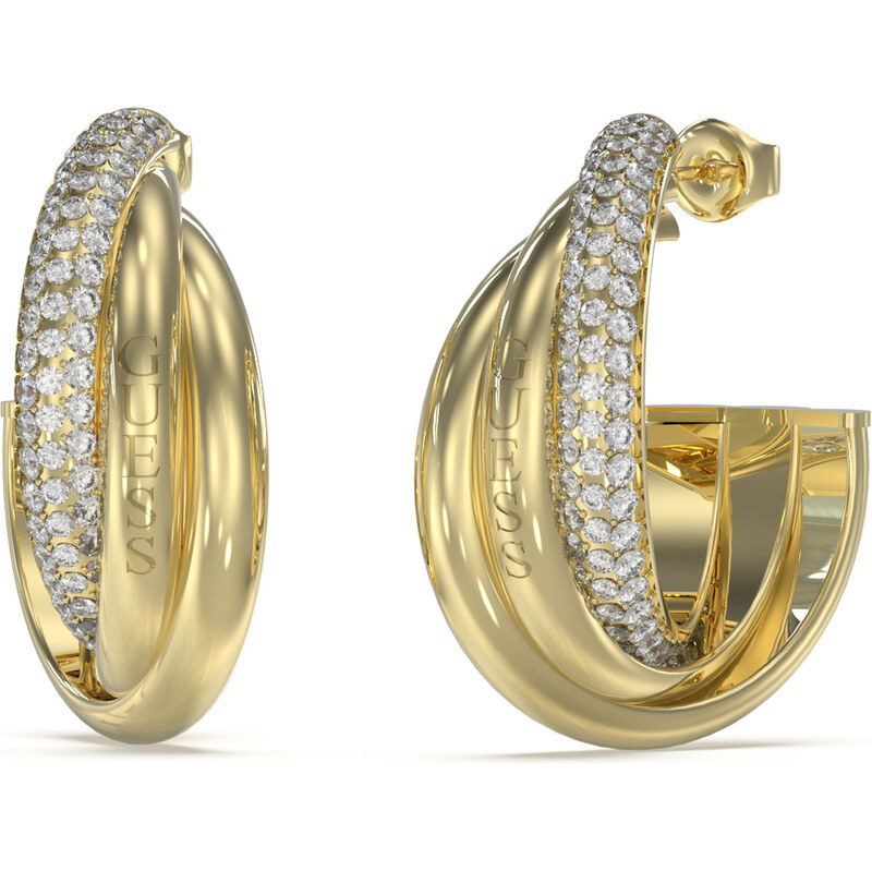 Guess Originálne pozlátené náušnice so zirkónmi Perfect JUBE04064JWYGT 66582787